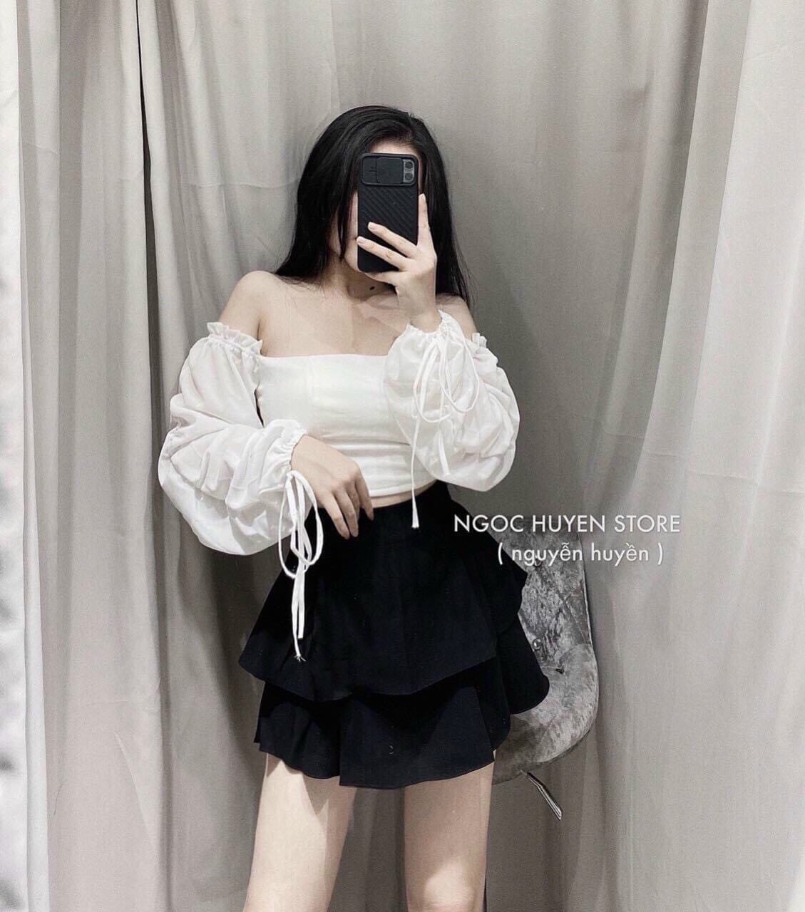 Áo Bẹt Vai Tay Thắt Nơ