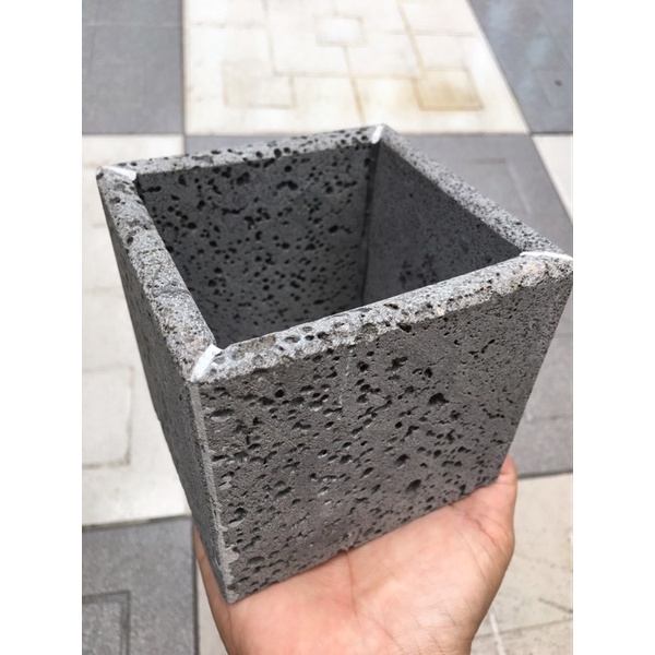 Chậu trồng cây mini chậu trồng sen đá chất liệu đá tự nhiên KT 10cm vuông đẹp bền vĩnh viễn