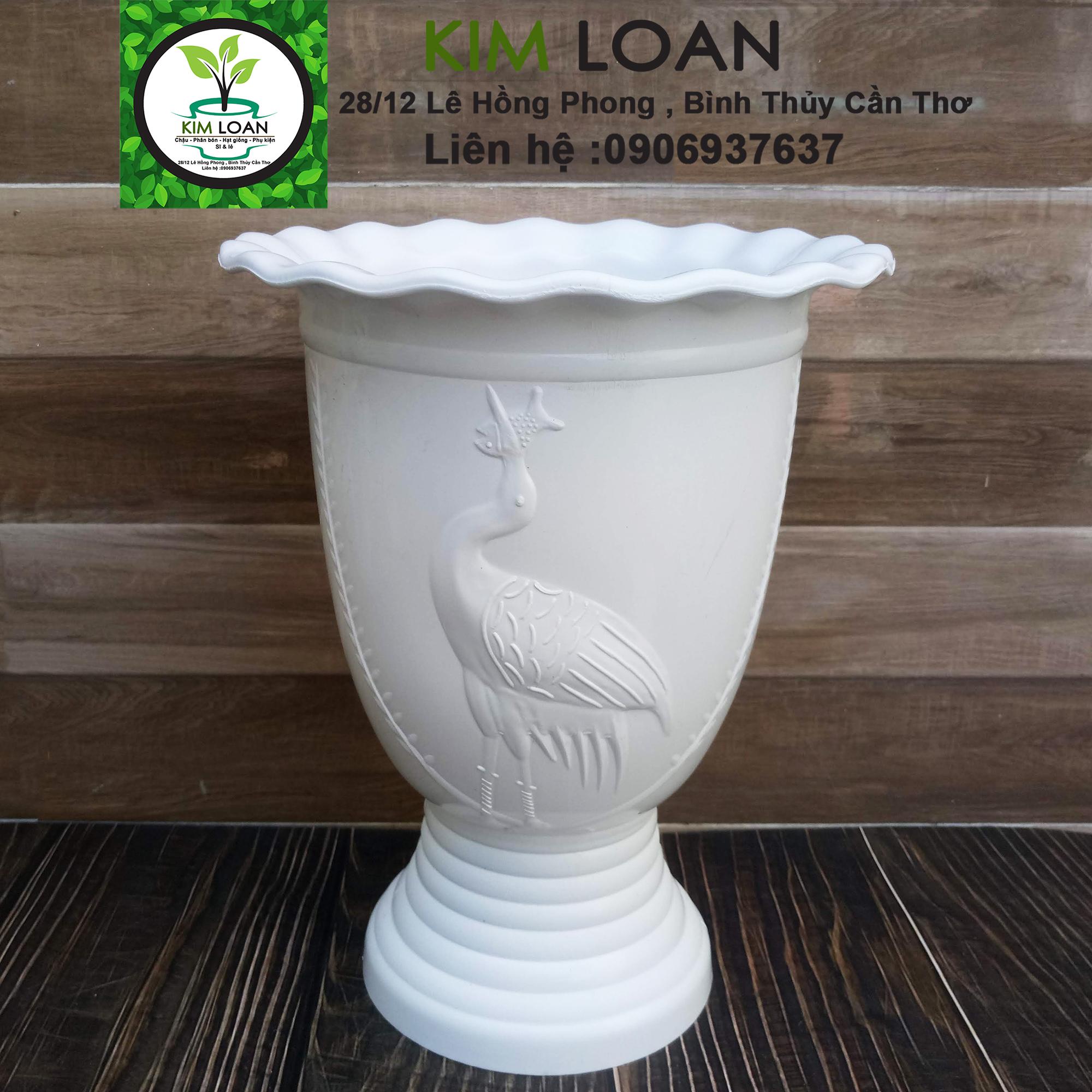 Combo 2 chậu ly kem hoa văn cò bắt cá 23x30cm