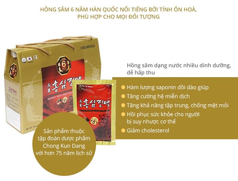 Hồng sâm nước 6 tuổi nhập khẩu Hàn Quốc - CHONG KUN DANG (30 gói x 70ml)