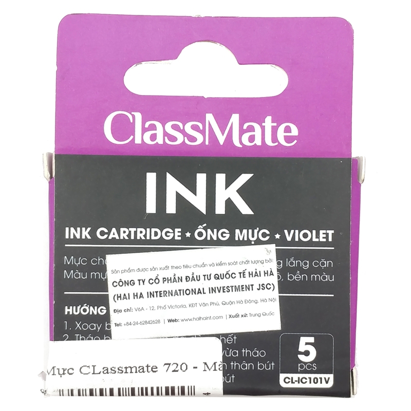 Hộp 5 Ống Mực Classmate CL-IC101 - Màu Tím