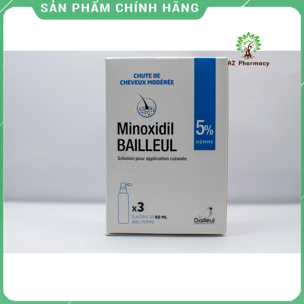 Xịt kích thích mọc tóc Minoxidil Bailleul 5% [Hộp 3 lọ 60ml]