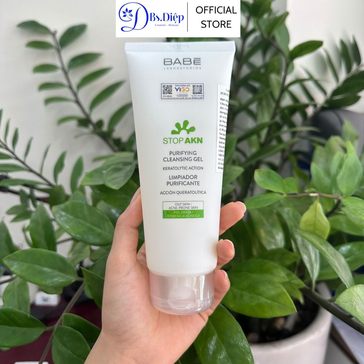 Sữa rửa mặt cho da dầu m ụ n Babe Stop AKN Purifying Cleansing Gel
