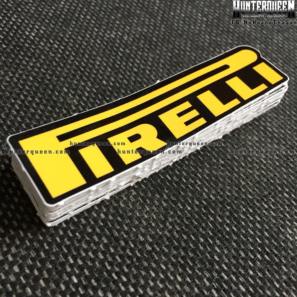 Pirelli[9.7X2.4Cm] Decal Cao Cấp Chống Nước, Sắc Nét, Bền Màu, Dính Chặt. Hình Dán Logo Trang Trí Mọi Nơi, In Theo Yê
