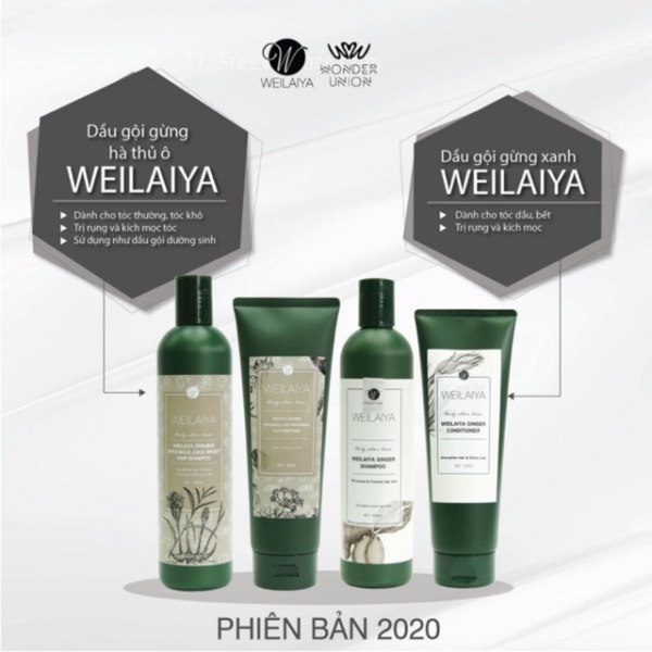 [HCM]Bộ dầu gội đầu xả Weilaiya tem TRẮNG tinh chất gừng hỗ trợ móc tóc và ngừa  rụng tóc - Hàng chính hãng mẫu mới nhập khẩu