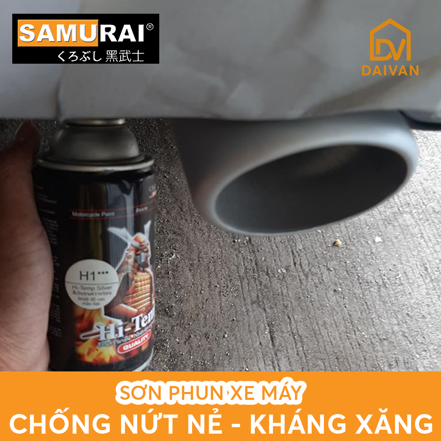 Sơn xịt Samurai chịu nhiệt H1 Màu bạc