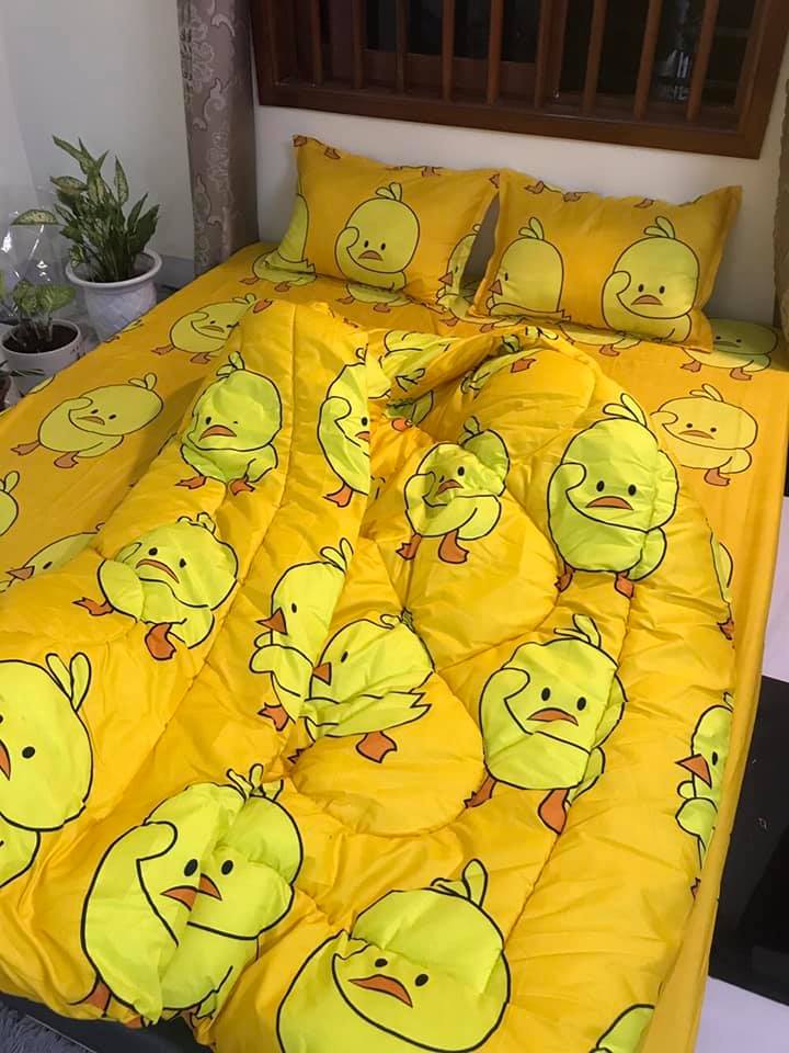 Chăn phao siêu nhẹ cực ấm,đã có ruột bông liền vải cotton poly 1m8x2m họa tiết vịt vàng Remato Kho chăn ga gối, ga giường, drap giường đa dạng mẫu mã đủ kích cỡ