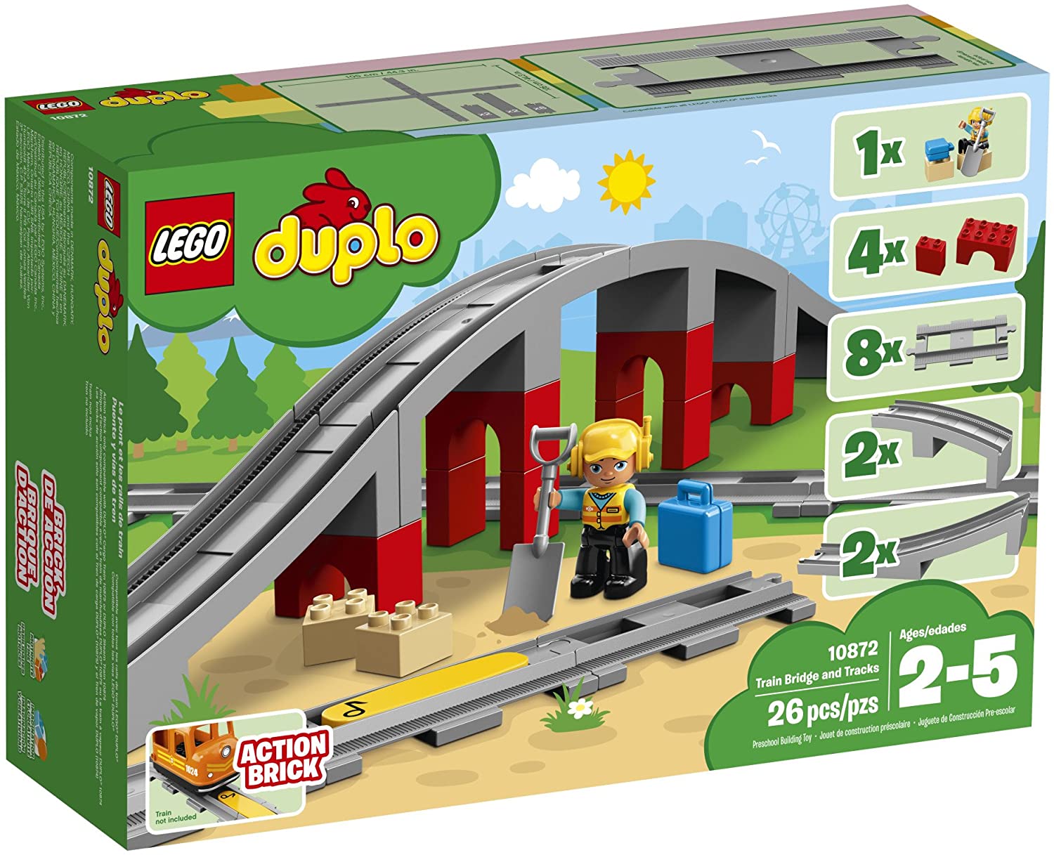Cầu và đường ray xe lửa LEGO DUPLO 10872 khối (26 miếng)