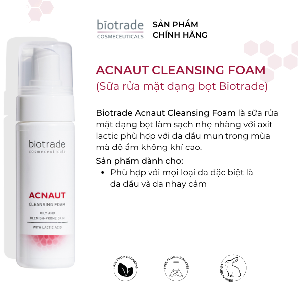 Sữa Rửa Mặt Dạng Bọt Biotrade Acnaut Cleansing Foam 150ml