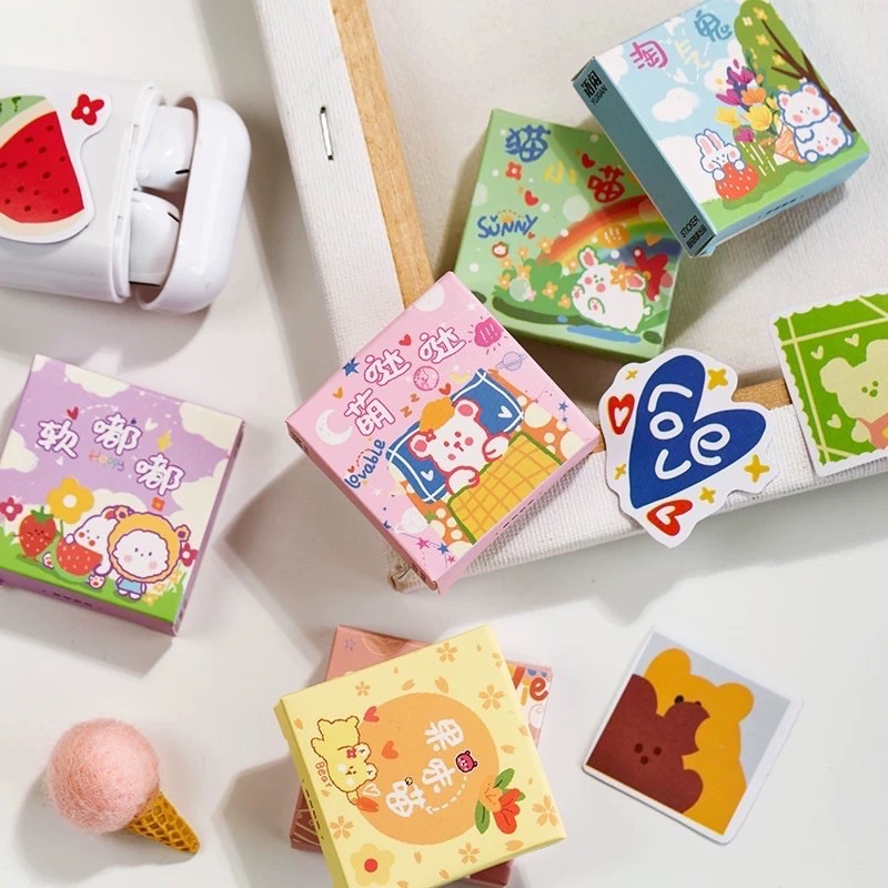 Set 6 Hộp 50 Pcs Stickers Dễ Thương (Có Tách Lẻ)