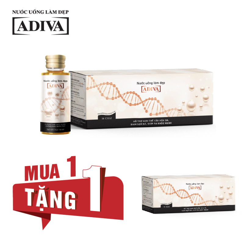 MUA 1 TẶNG 1- 1 Hộp Collagen ADIVA (14 chai x 30ml) Tặng 1 Hộp Collagen ADIVA (14 chai x 30ml) nhập khẩu
