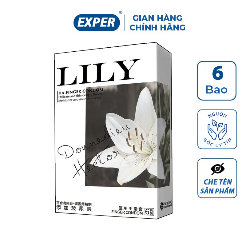 Bao cao su ngón tay HA hương LILY cao cấp, bao ngón tay cao su siêu mỏng, bcs ngón tay 1 hộp 6 cái