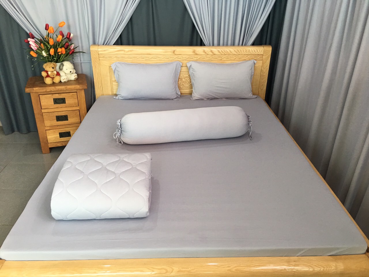 Bộ Chăn drap  thun hàn mát lạnh- set 5món-bộ drap thun cao cấp