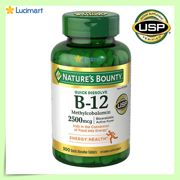 [HCM]Vitamin B-12 Nature’s Bounty viên hòa tan nhanh [Hàng Mỹ hạn dùng 2025]