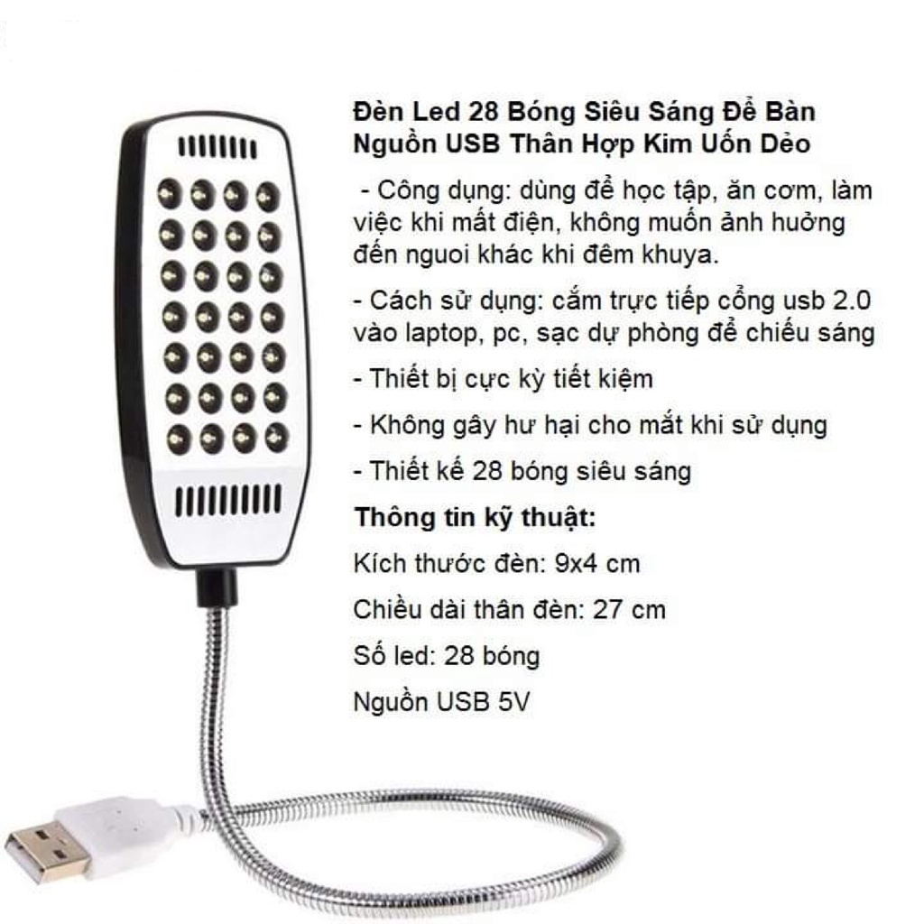 HCM - Đèn Led Usb 28 Bóng Cổng USB Siêu Sáng