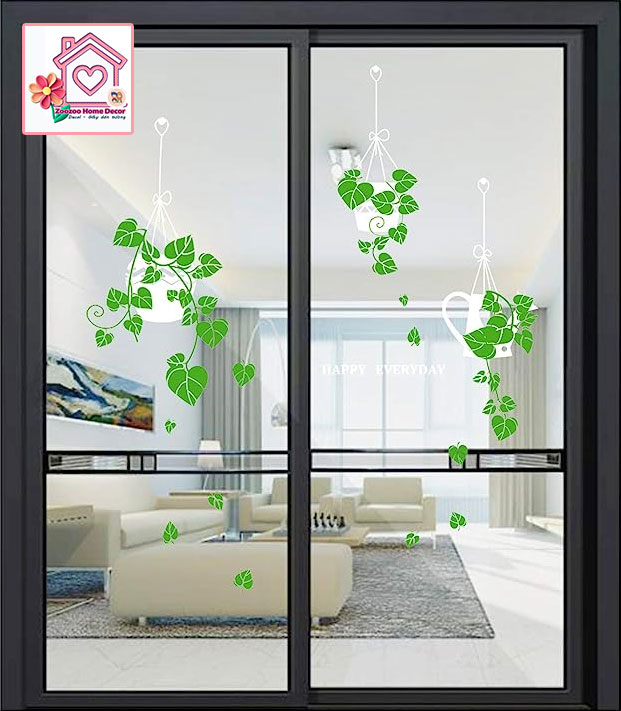 Decal dán tường Chậu hoa treo SK9343DS trang trí tường phòng khách phòng ngủ - Sticker - Miếng dán tường - Hình dán