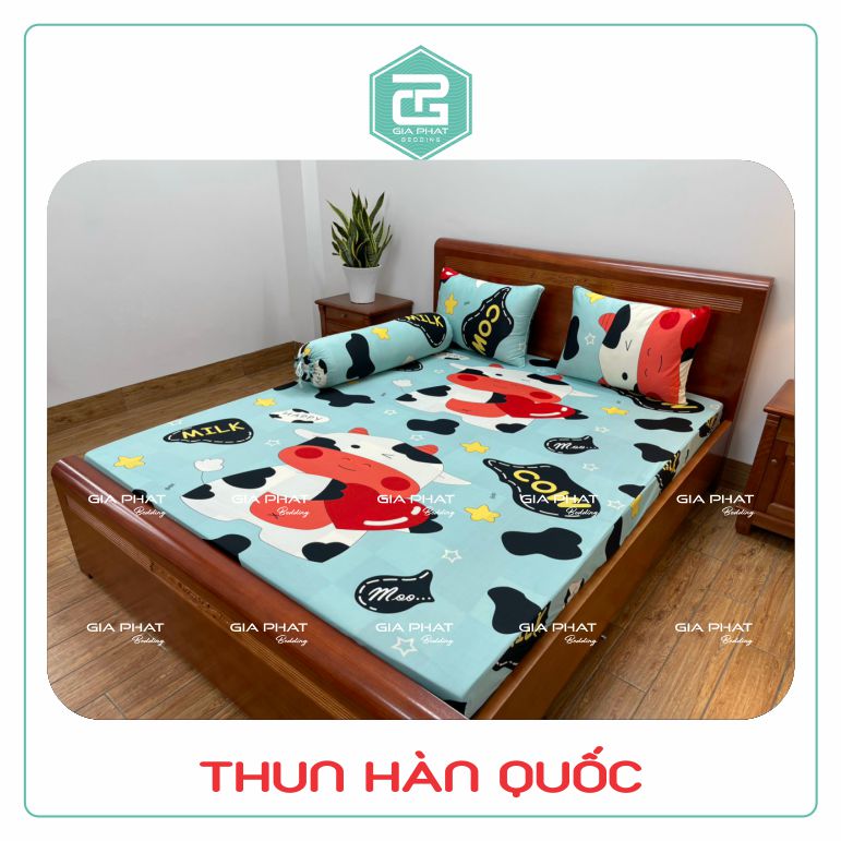 Bộ ga gối Thun Lạnh Hàn Quốc { 4 món : 1 ga bọc + 2 vỏ gối nằm + 1 vỏ gối ôm }