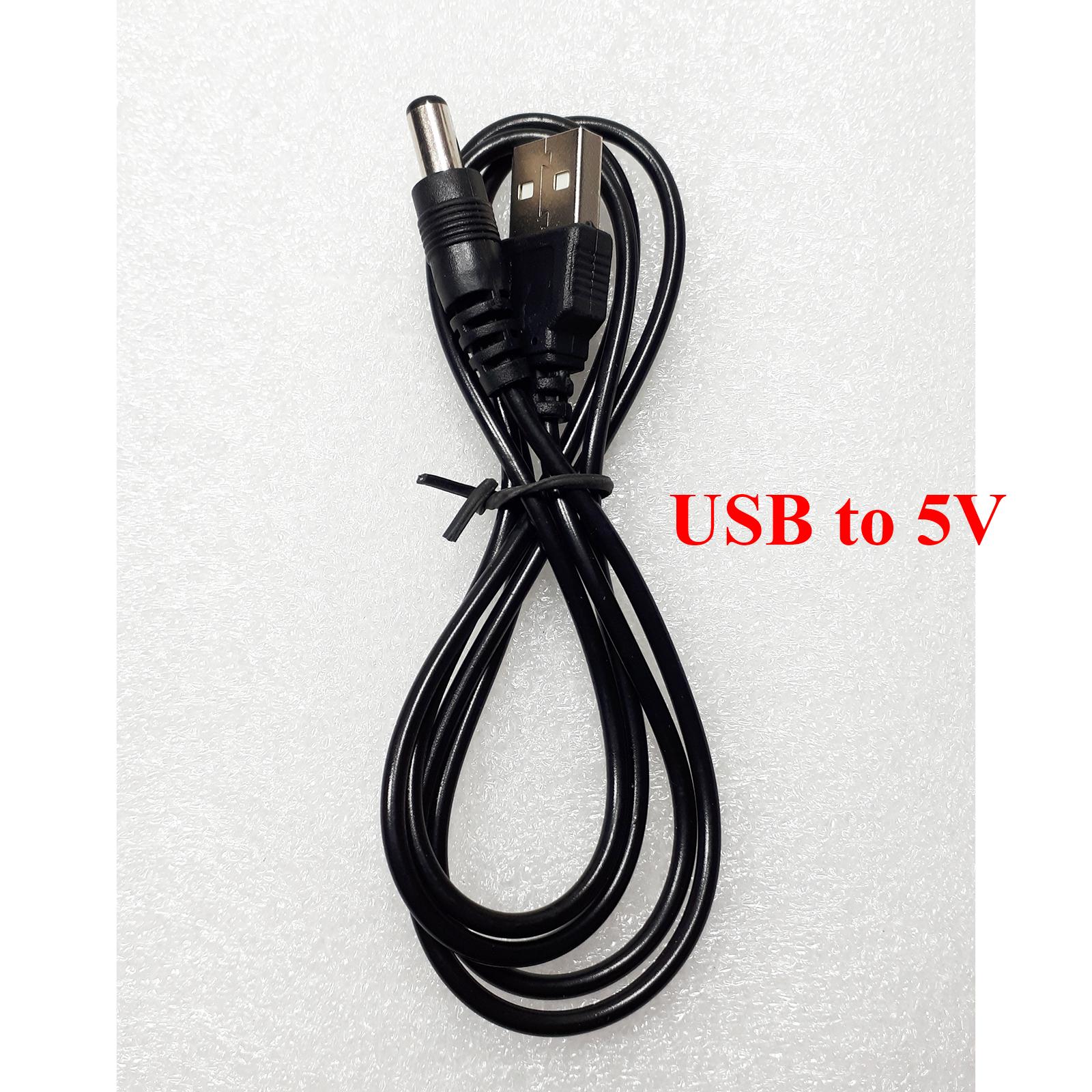 Cáp Chuyển USB ra 5V cổng tròn - Jack DC 5.5*2.1mm