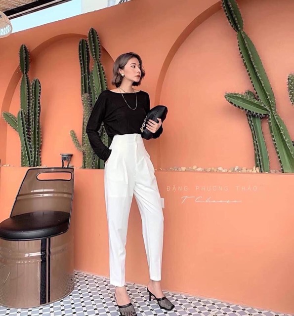 Quần baggy công sở cạp liền 2 cúc