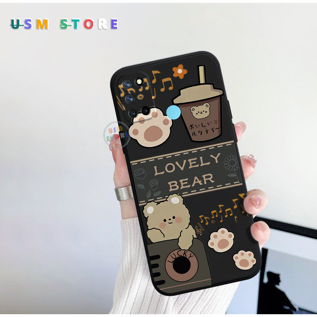 Ốp lưng Oppo Realme 7i / Realme C17, silicon dẻo, Bear coffee