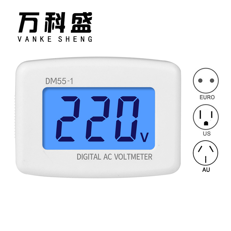 DM55-1 AC 80-300V Digital Voltmeter EU US Plug Voltmeter Socket Voltage Tester LCD Display Voltage Meter 110V-220V