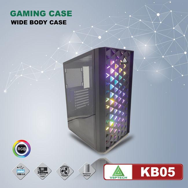 Thùng máy tính Case VSP CA KB05 1 mặt kính cường lực (Đen)