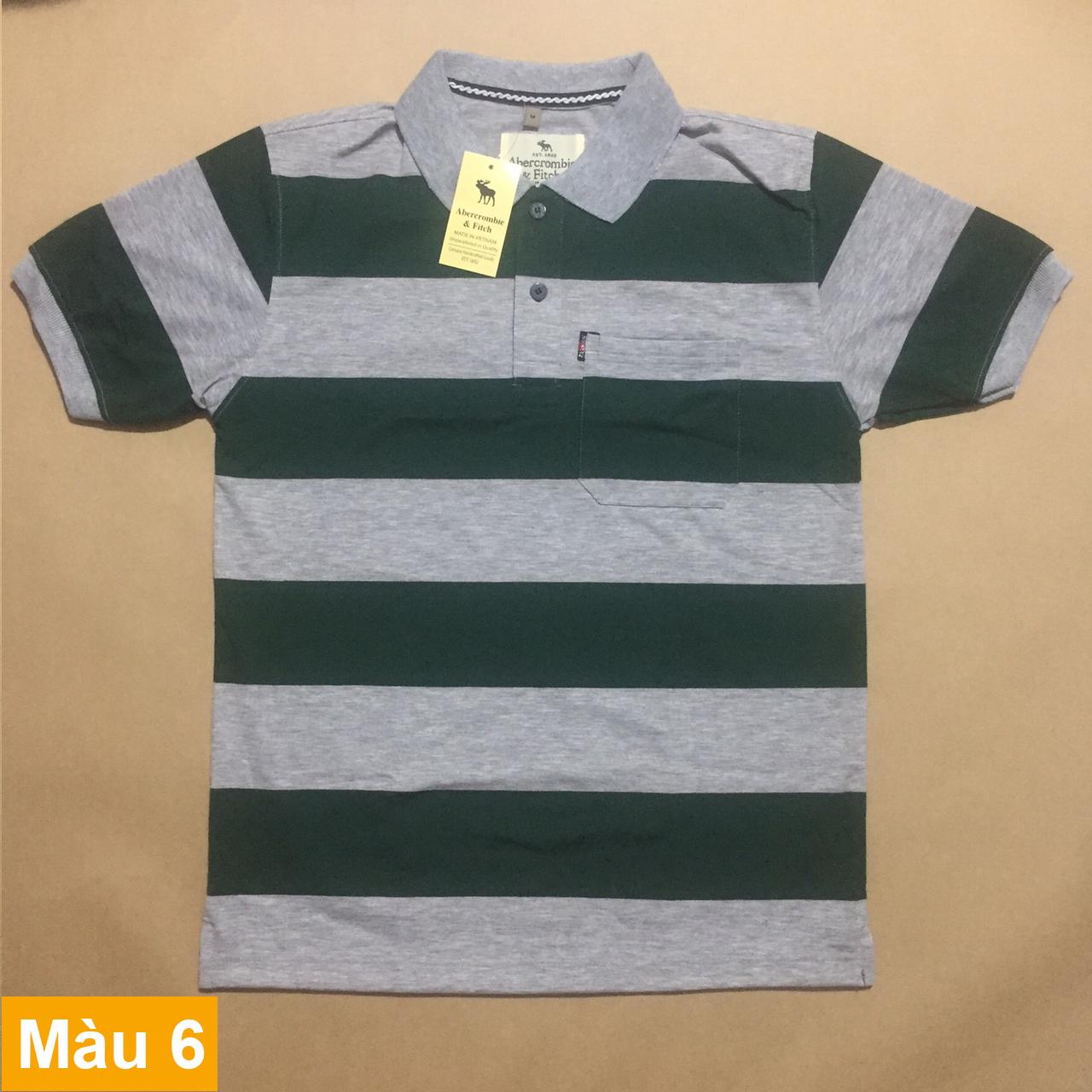 Áo thun sọc có túi nam cao cấp (sọc xanh biển - trắng)