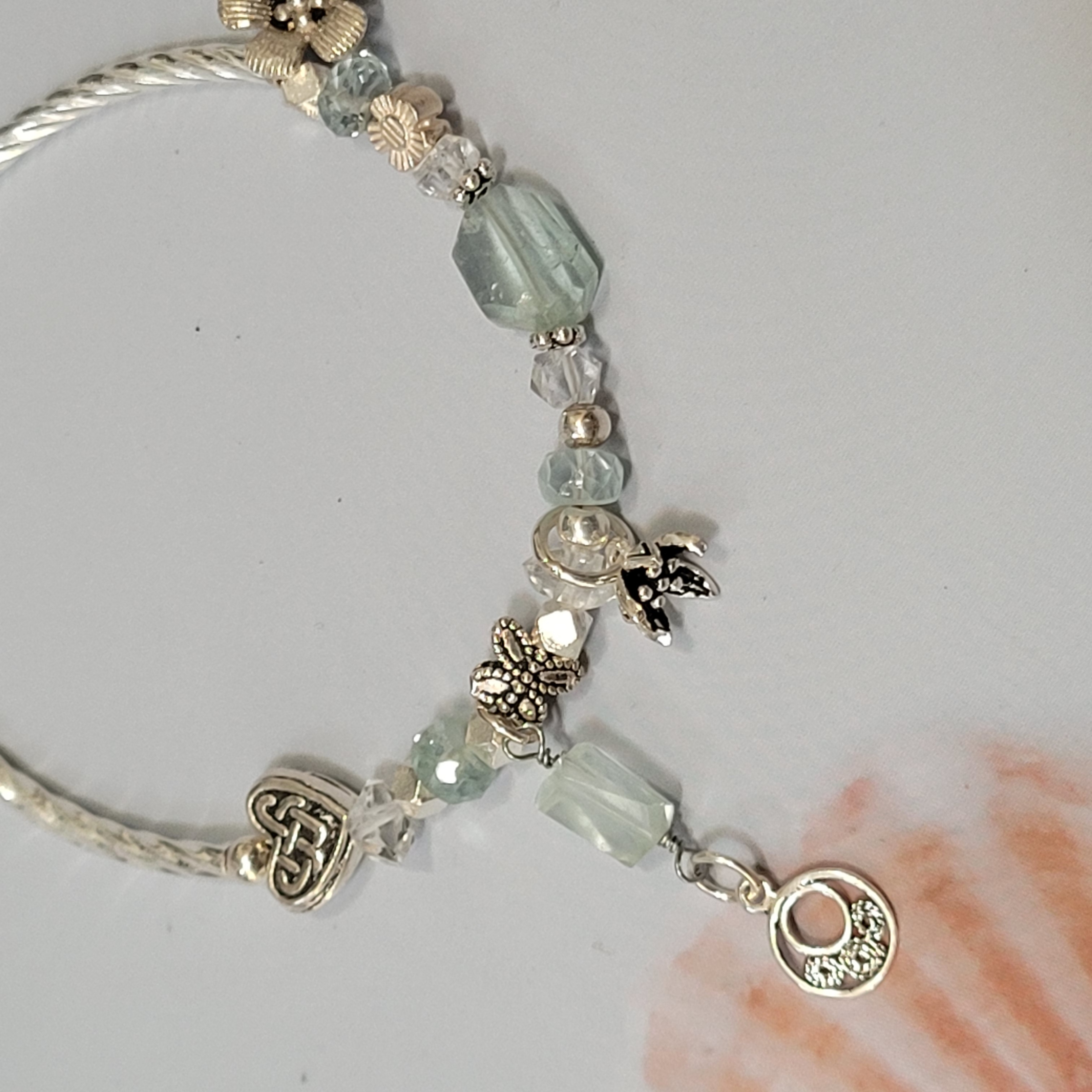 [Herkimer][Aquamarine] Vòng tay Aquamarine kiềng bạc