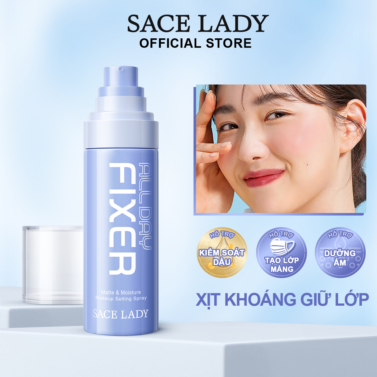 Xịt trang điểm SACE LADY Kem dưỡng ẩm & Kiểm soát dầu lâu, 80ML