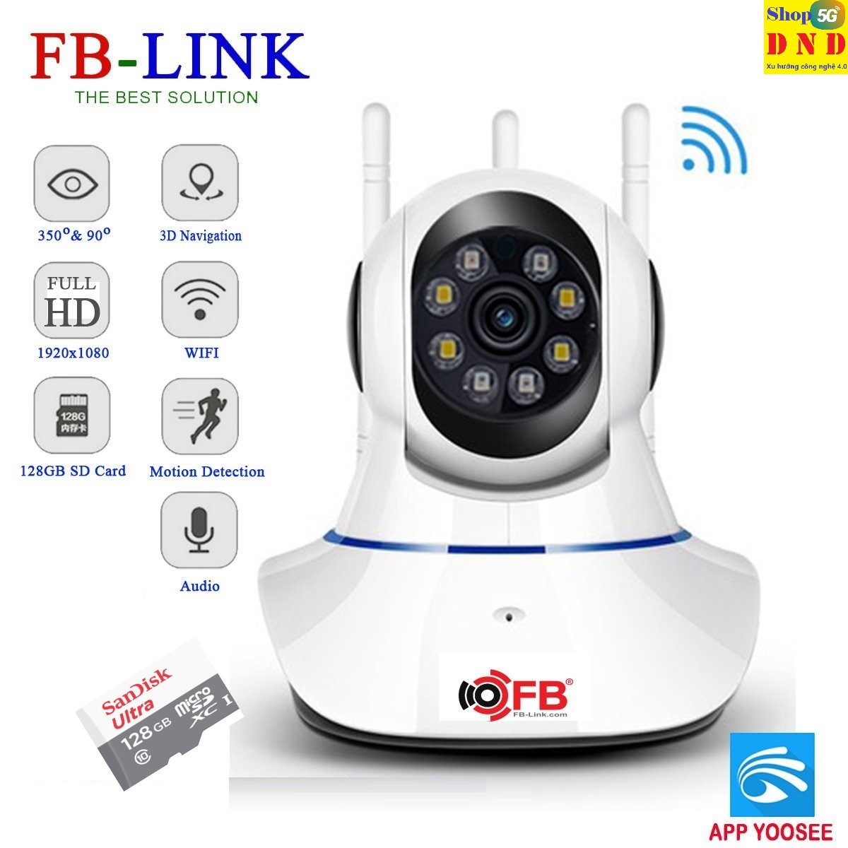 Camera Yoosee GT-3442 - 1080P Full HD, 3 râu, có cổng lan, IP Wifi, (FB-Link Phân phối chính hãng)
