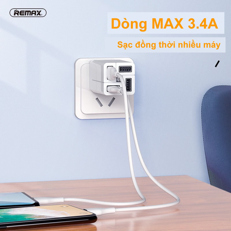 Cốc sạc 4 Cổng USB Remax RP-U43 (3.4A)