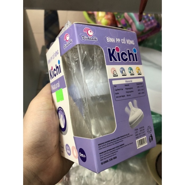 Bình sữa cổ rộng Kichi 125ml cho bé cưng