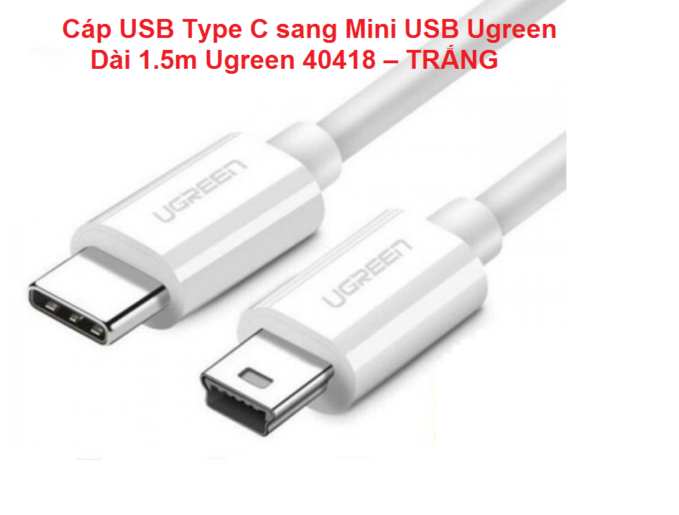 Cáp USB Type C sang Mini USB Ugreen ( 1m 50445 , 1.5m 40418 ) Chính Hãng