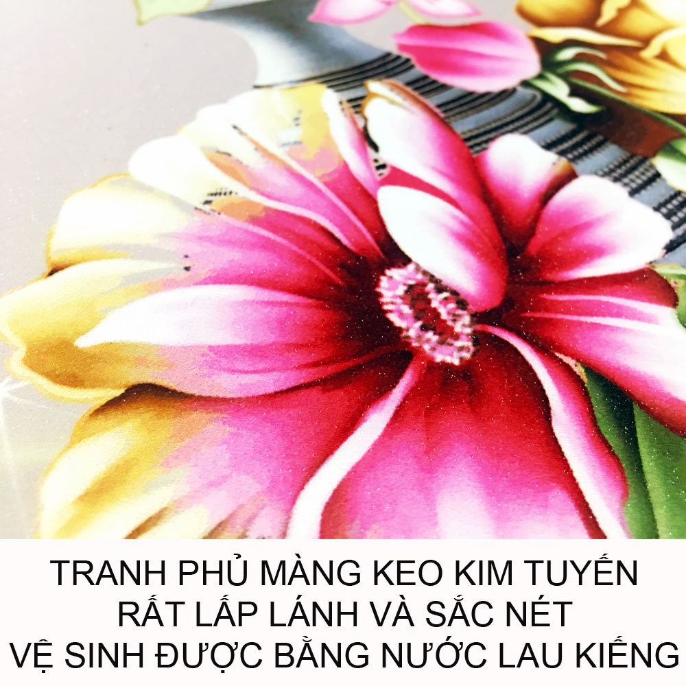 Tranh Treo Tường - Hoa Khai Phú Quý 118 - Tranh Minh Hiền (3 tranh - 40 x 120 cm/Bộ)