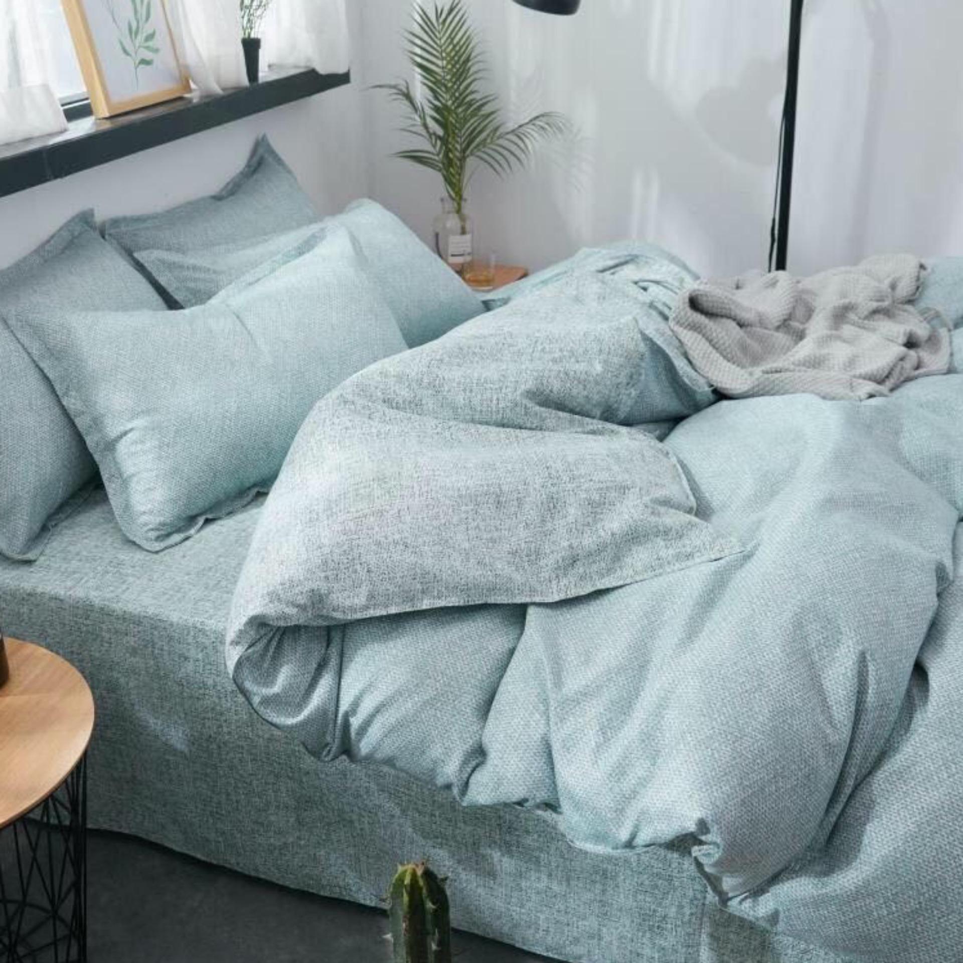 [ MIỄN PHÍ VẬN CHUYỂN ]-Bộ chăn ga gối basic kẻ xước xanh lá.