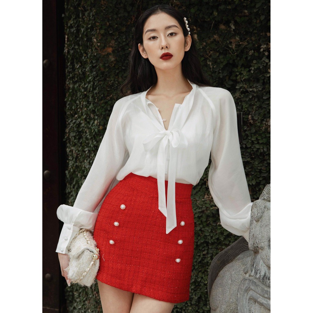 DOTTIE PREMIUM - Chân váy Mini Spring Shirt With Pearl Button S0053
