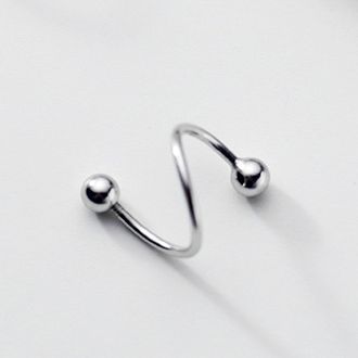 Khuyên tai bạc 925 xoắn tròn chốt bi vặn bông nam nữ S925 HELIX QA SILVER Earrings EA200406