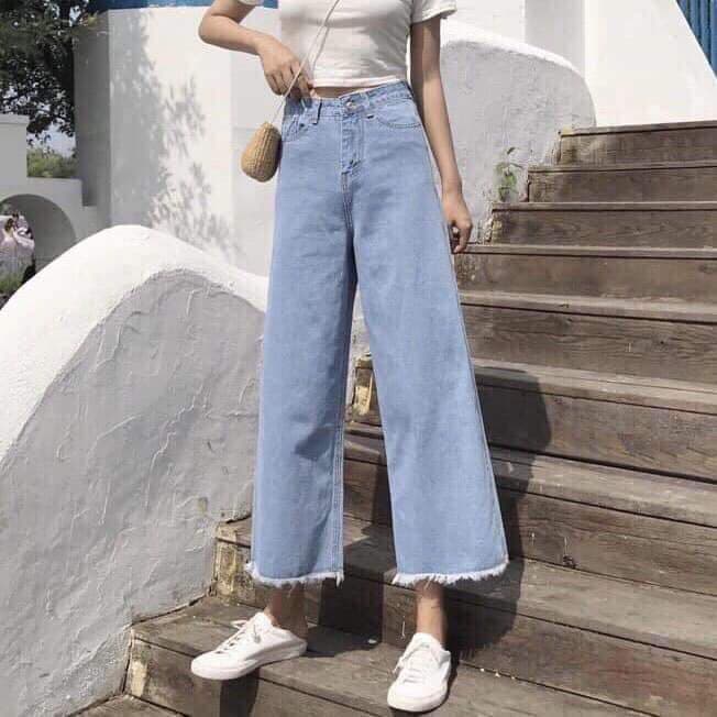 Quần bò ống rộng nữ hot trend