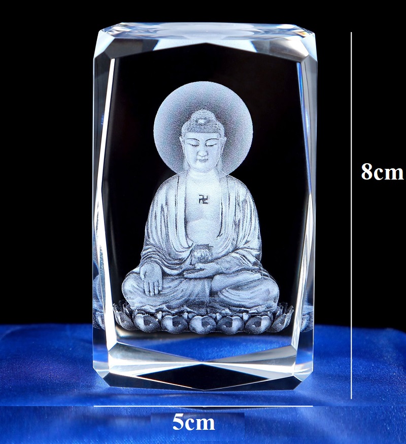 HCM]Tượng Phật A Di Đà pha lê ngồi đài sen điêu khắc 3D sang trọng ...