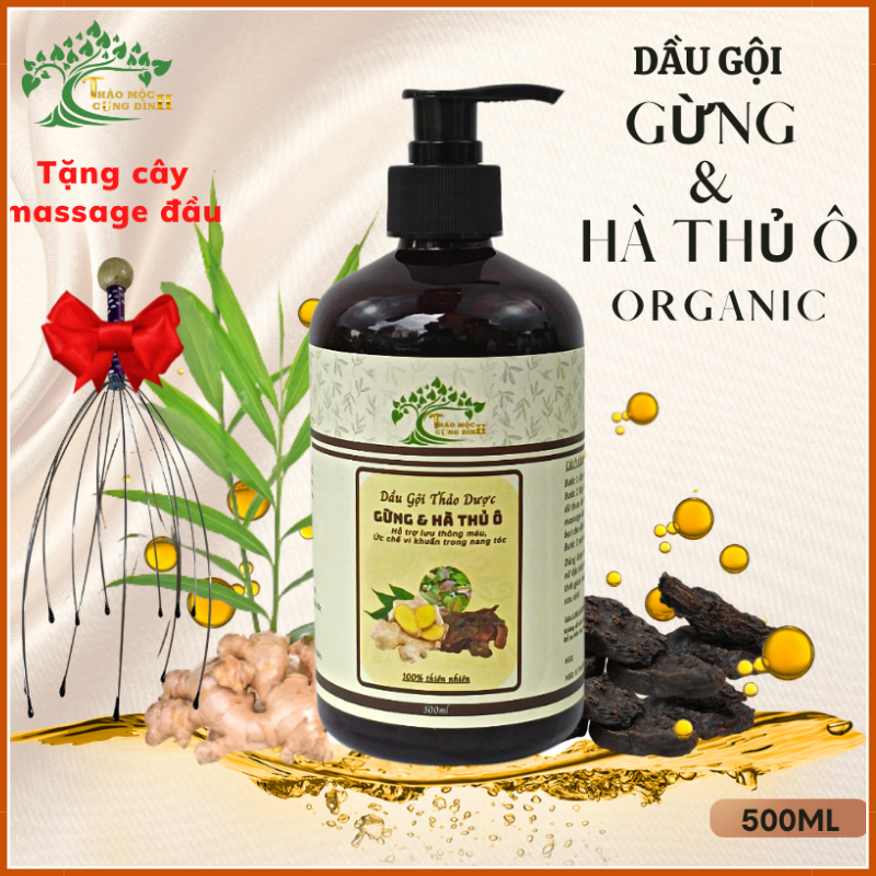 500ml shampoo herbal ginger & knotweed-reduce the status of headache premature white hair