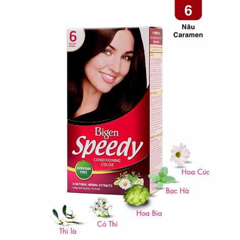 Thuốc nhuộm tóc Bigen Speedy số 6 Màu Medium Brown Nâu Caramen