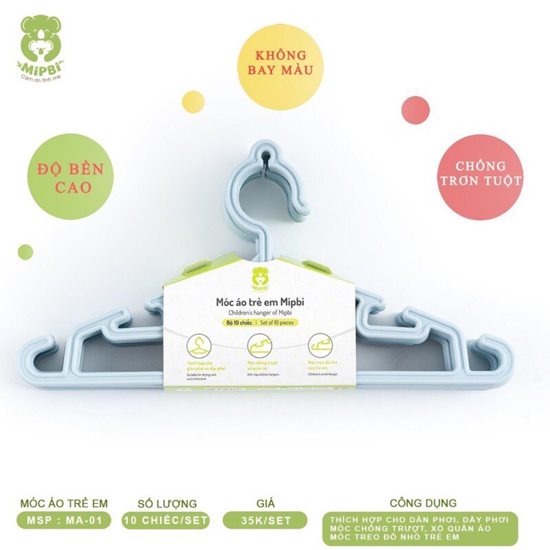 Set 10 móc trẻ em Mipbi