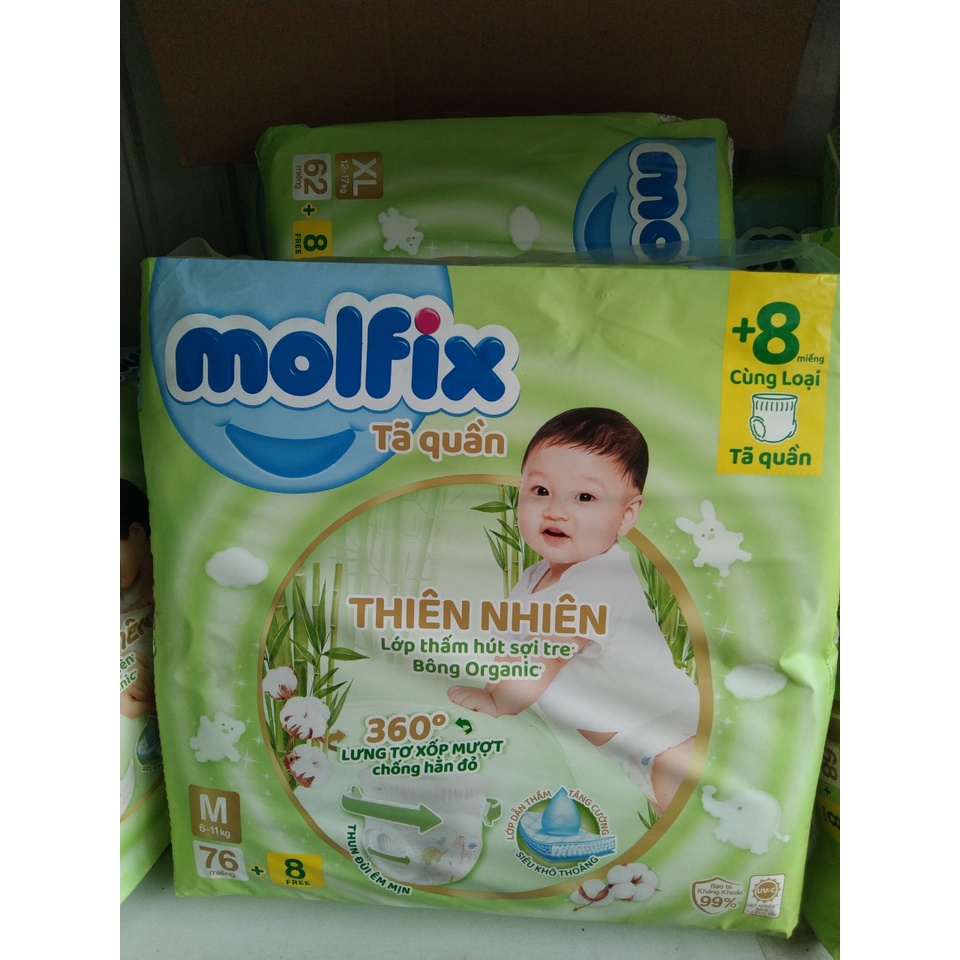 (Tặng 8 miếng)Tã quần Mofix size M76, L68, XL62, XXL56