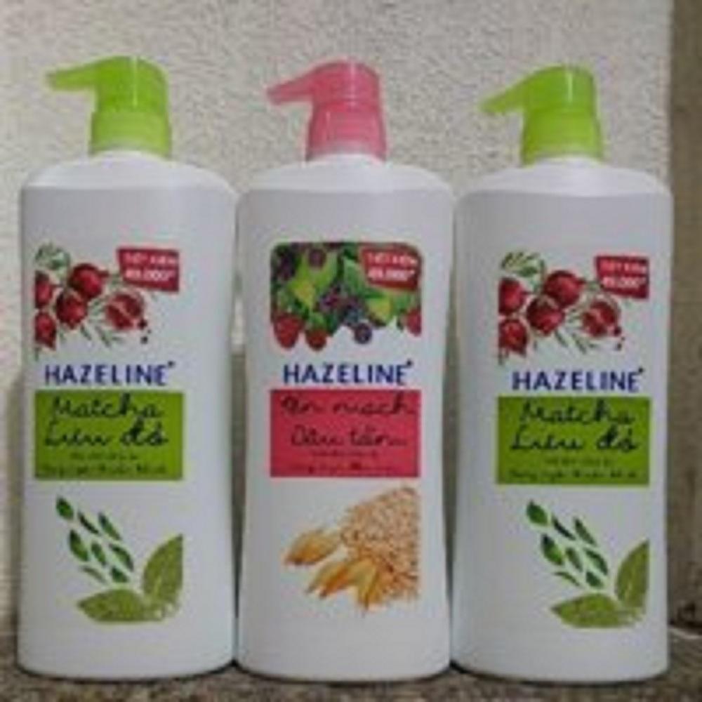 Sữa tắm dưỡng sáng da hazeline matcha lựu đỏ 900ml xanh