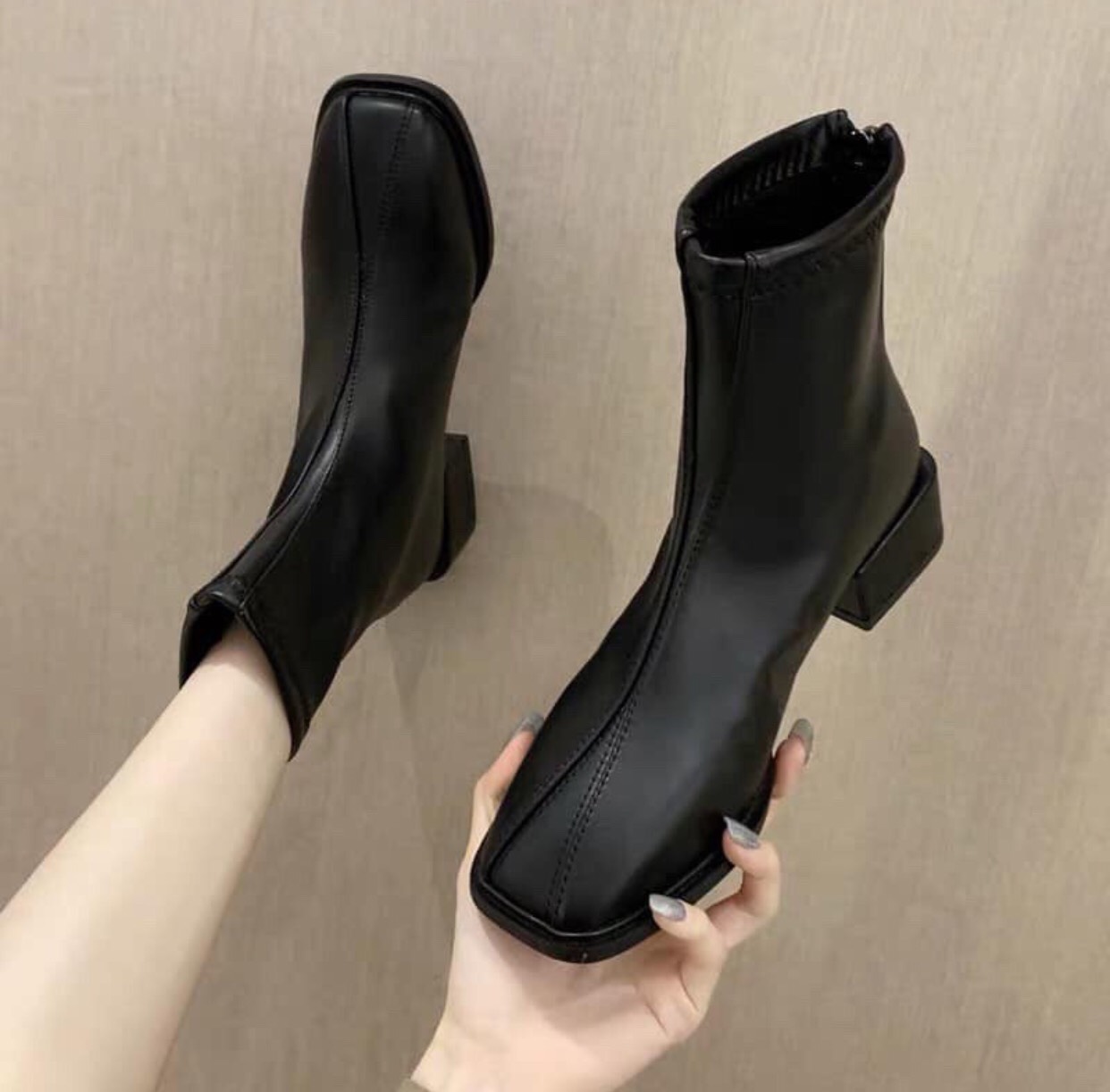 bốt nữ da maxi mềm lót lông đế trụ 4p 001