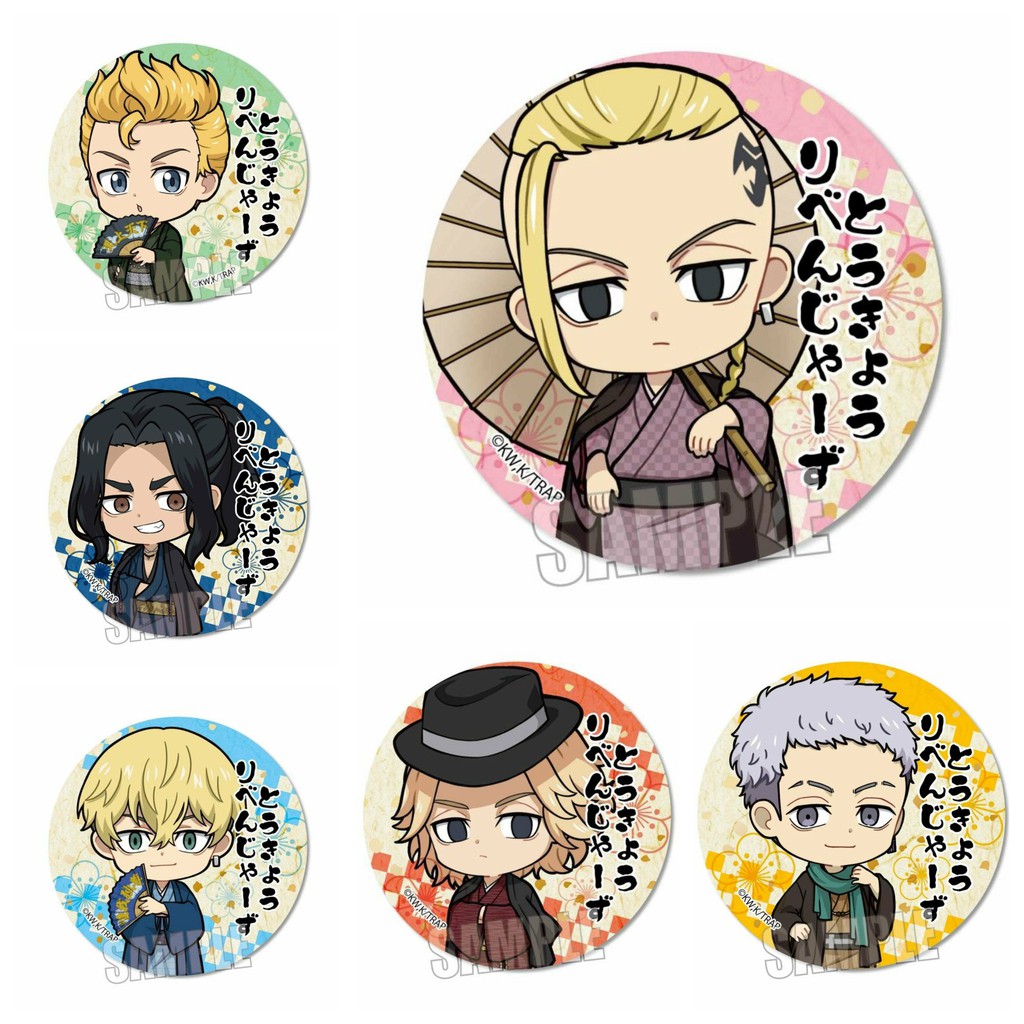 Combo 6 huy hiệu cài áo IN HÌNH Tokyo revengers Kịch trường của Takemichi ver yukata anime chibi dễ thương xinh xắn