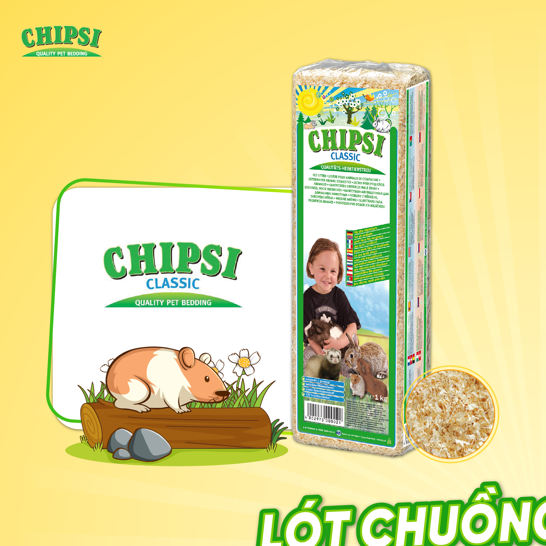 Mùn cưa Chipsi cho hamster , thỏ, bọ,sóc, nhím