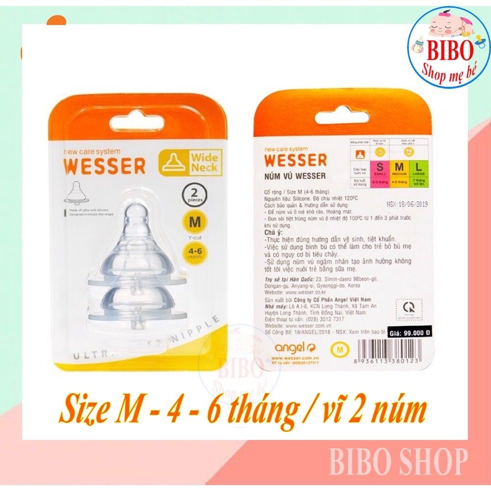 Bình sữa Wesser cổ rộng 180ML/260ML Nhựa PP an toàn cho bé