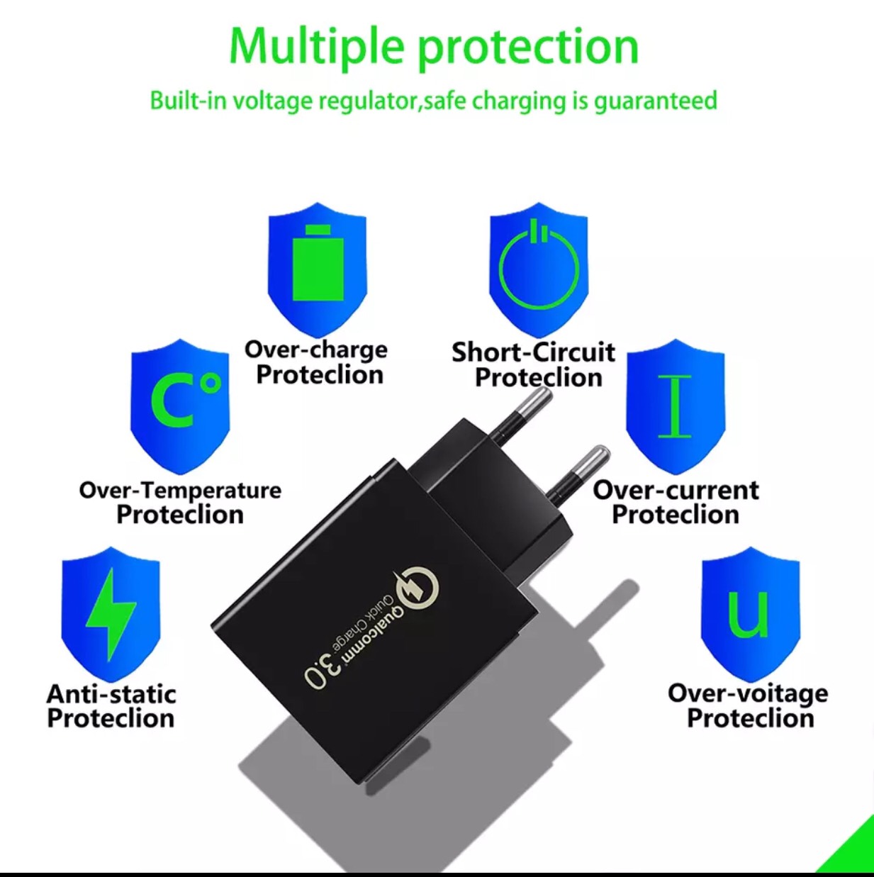 Củ Sạc Nhanh Ba Cổng Qualcomm 3.0 - cổng màu cam