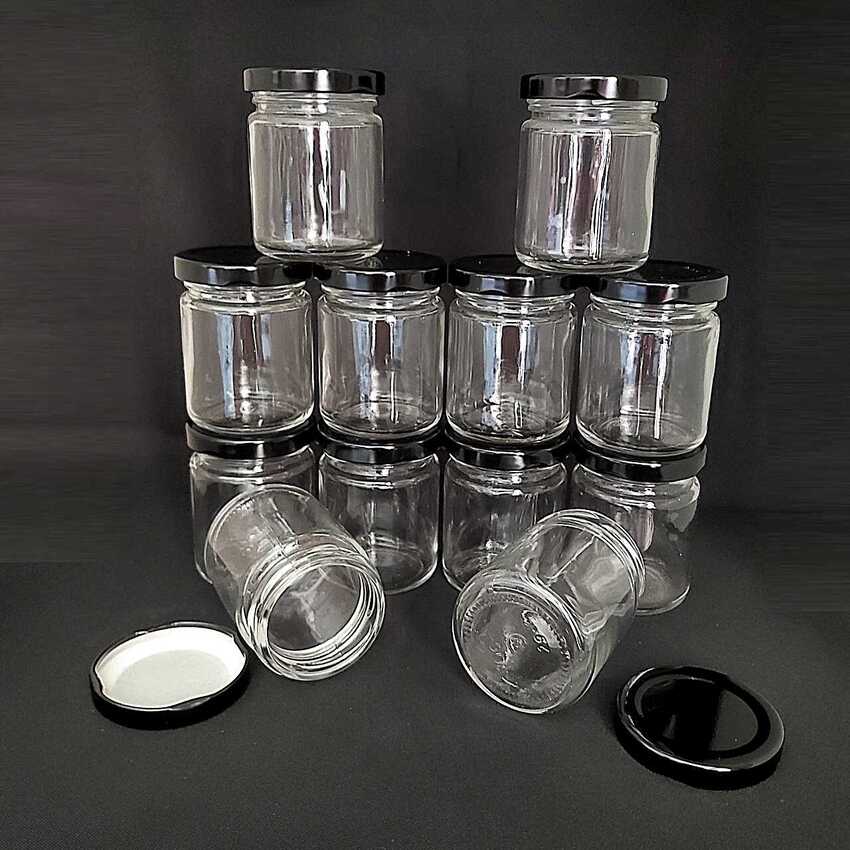 Hũ thủy tinh 100ml (combo 20 cái) mẫu trụ tròn - nắp thiếc đen - Hũ chưng yến – Lọ thủy tinh làm sữa chua đựng thực phẩm, mỹ phẩm